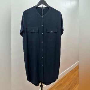 426. Theory Rosina Crepe Cargo Navy Button-Down Dress